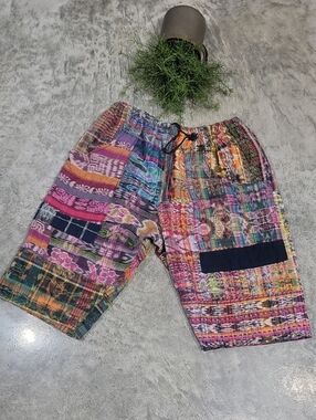 Handmade Guatemalan Huipil Woven Patchwork Bermudas
